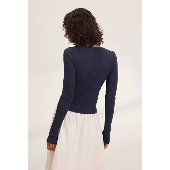 NEW VELVET BY GRAHAM & SPENCER drew button up cardigan in navy - Picture 4 of 5